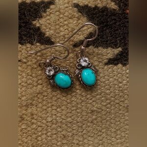 Authentic kingmen turquoise + diamond earrings